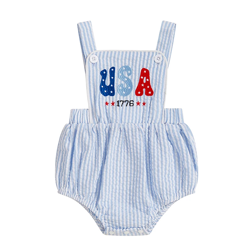 Baby Boys Patriotic Overalls Romper Casual Letter Embroidery Striped Print Sleeveless Jumpsuit for Newborn
Baby Boys Patriotic Overalls Romper Casual Letter Embroidery Striped Print Sleeveless Jumpsuit for Newborn