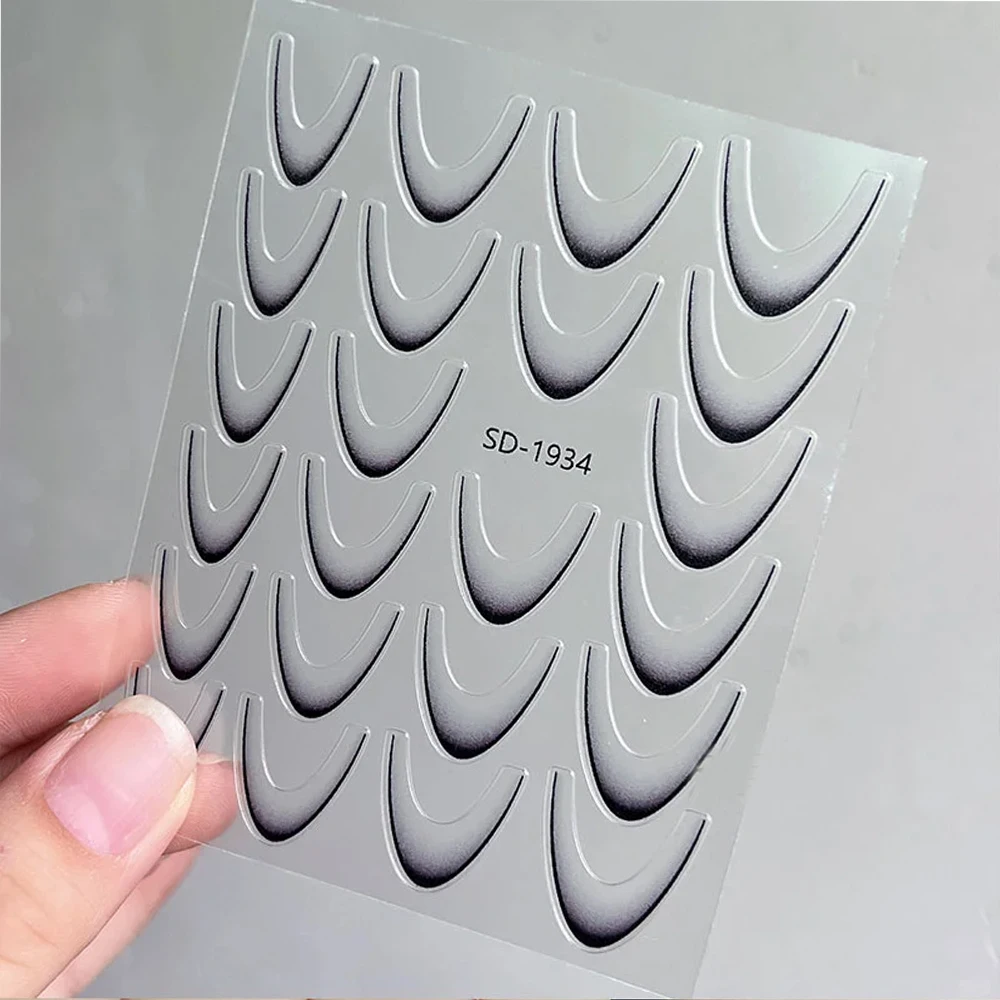 5D Black Gradient French Nail Art Sticker 1Sheet Curve Stripe Wave Lines Nails Decal Stencil Women French Ombre Manicure Guide#@
5D Black Gradient French Nail Art Sticker 1Sheet Curve Stripe Wave Lines Nails Decal Stencil Women French Ombre Manicure Guide#@