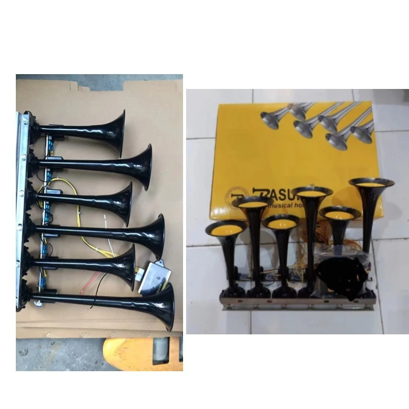 six tubes thirty-seven tones metal music horn car van electric air horn with remote control button 12v24v
six tubes thirty-seven tones metal music horn car van electric air horn with remote control button 12v24v