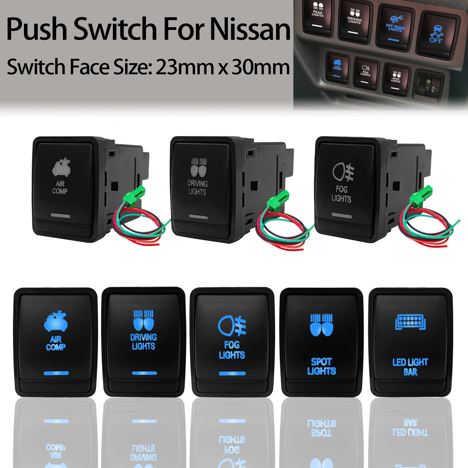 12V Car Spot Fog Light Power ON OFF Push Switch Ice Blue Light For Nissan X-Trail T32 2014 Qashqai J11 2015 Tiida NP300 Navara
12V Car Spot Fog Light Power ON OFF Push Switch Ice Blue Light For Nissan X-Trail T32 2014 Qashqai J11 2015 Tiida NP300 Navara