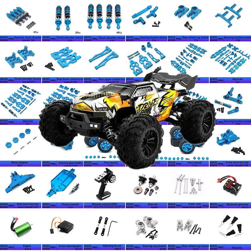 SCY 16101 16102 16103 Pro RC Car 1:16 Blue Upgraded Metal Spare Parts Model 4WD/Original Spare Parts 6312 6313 6314 6309 6317
SCY 16101 16102 16103 Pro RC Car 1:16 Blue Upgraded Metal Spare Parts Model 4WD/Original Spare Parts 6312 6313 6314 6309 6317