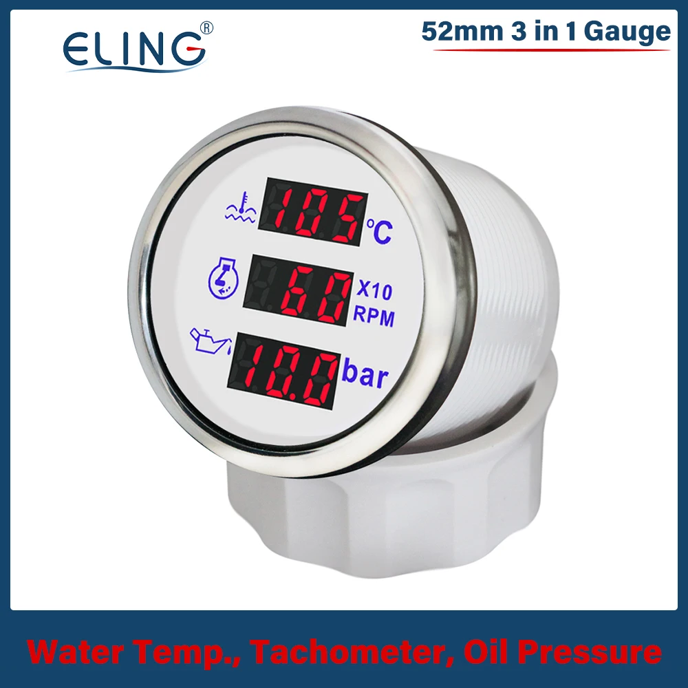 ELING New 52mm 3 in 1 Multi-Function Digital Gauge Water Temp Oil Level Oil Pressure Holding Tank Gauge Voltmeter
ELING New 52mm 3 in 1 Multi-Function Digital Gauge Water Temp Oil Level Oil Pressure Holding Tank Gauge Voltmeter