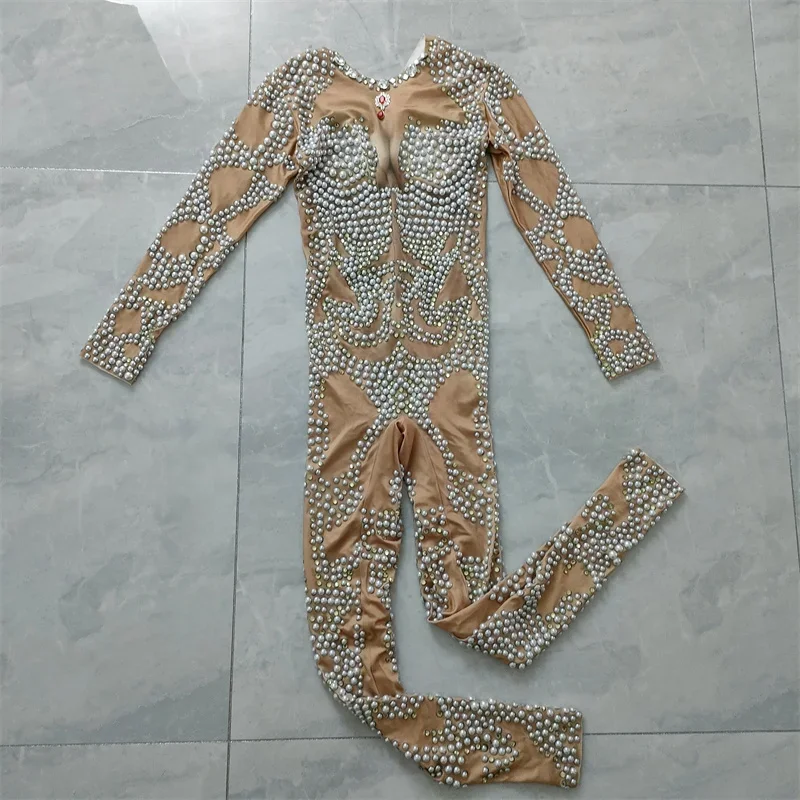 Luxury Pearl Rhinestones Women Jumpsuit Birthday Evening Party Rompers Stage Wear Singer Stage Performance Photo Shoot Costume 
Luxury Pearl Rhinestones Women Jumpsuit Birthday Evening Party Rompers Stage Wear Singer Stage Performance Photo Shoot Costume