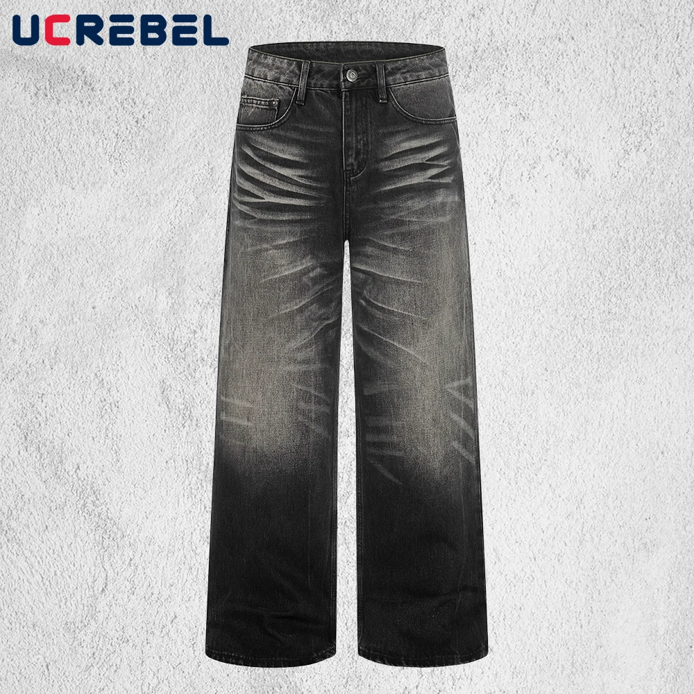 Whiskered Washed Distressed Jeans Mens High Street Casual Loose Straight-leg Denim Pants Man
Whiskered Washed Distressed Jeans Mens High Street Casual Loose Straight-leg Denim Pants Man
