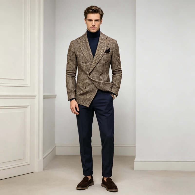 Blazer Men Coat Stand Collar Blazers Double Breasted Full Sleeve Evening Work Casual Slim Fit Formal Jacket Plaid 2026 Spring
Blazer Men Coat Stand Collar Blazers Double Breasted Full Sleeve Evening Work Casual Slim Fit Formal Jacket Plaid 2026 Spring