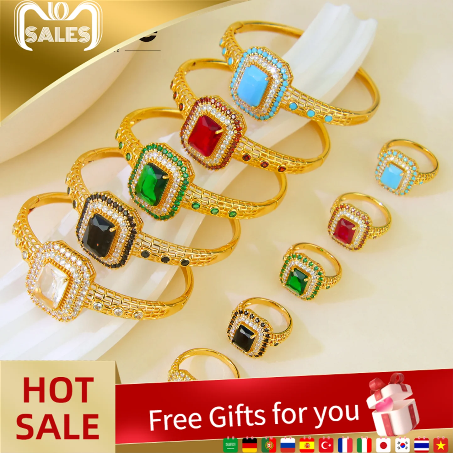 Luxury Ethiopian Gold Color Jewelry Set 21k Gold Plated Square Zirconia Bangles Ring Oman Women Charm Bling Wedding Jewelry
Luxury Ethiopian Gold Color Jewelry Set 21k Gold Plated Square Zirconia Bangles Ring Oman Women Charm Bling Wedding Jewelry