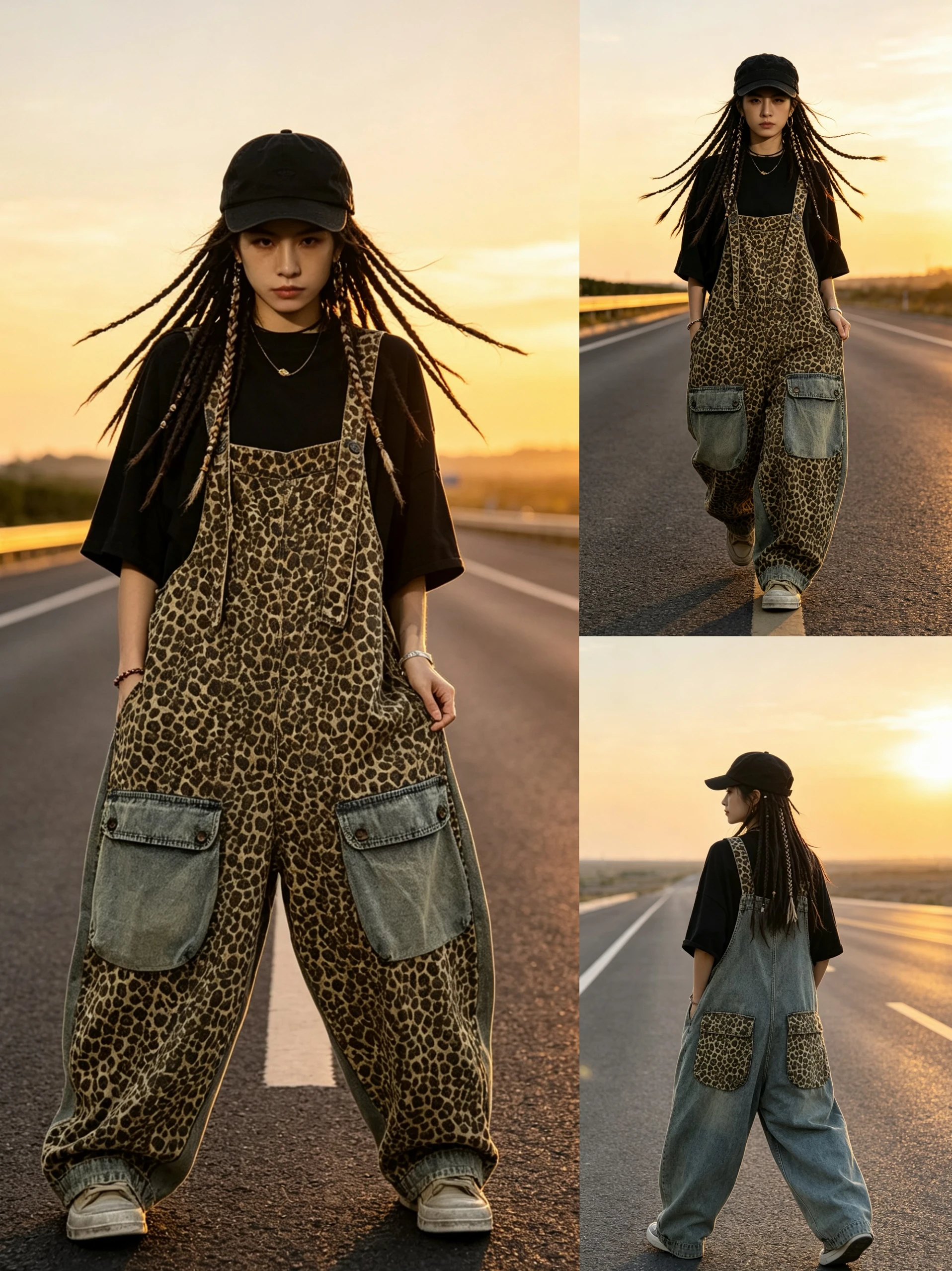 Retro Spliced Leopard Print Denim Overalls Women's Loose Casual Individualized Wide Leg Pants Natural Waist Zipper Closure
Retro Spliced Leopard Print Denim Overalls Women's Loose Casual Individualized Wide Leg Pants Natural Waist Zipper Closure