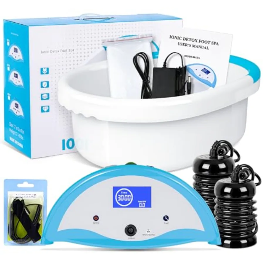 Ionic Foot Bath Detox Machine with Wristband Timer - Home Ionic Foot Spa System - 2 Array Plates 100 Liners Large LCD Foot Mass
Ionic Foot Bath Detox Machine with Wristband Timer - Home Ionic Foot Spa System - 2 Array Plates 100 Liners Large LCD Foot Mass