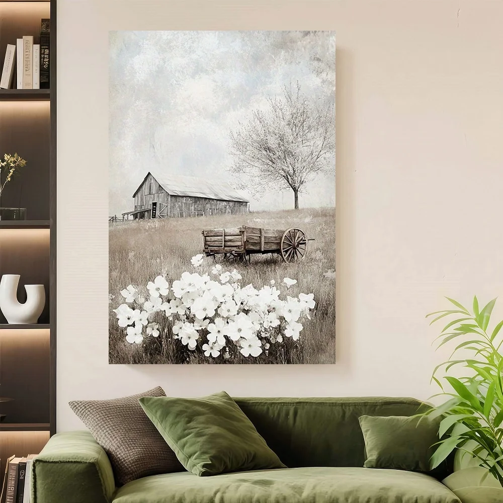 Framed Flat 1 Vintage Carriage White Flower Country Style Wall Painting- UV-resistant Glossy Canvas Poster, Suitable for Living
Framed Flat 1 Vintage Carriage White Flower Country Style Wall Painting- UV-resistant Glossy Canvas Poster, Suitable for Living