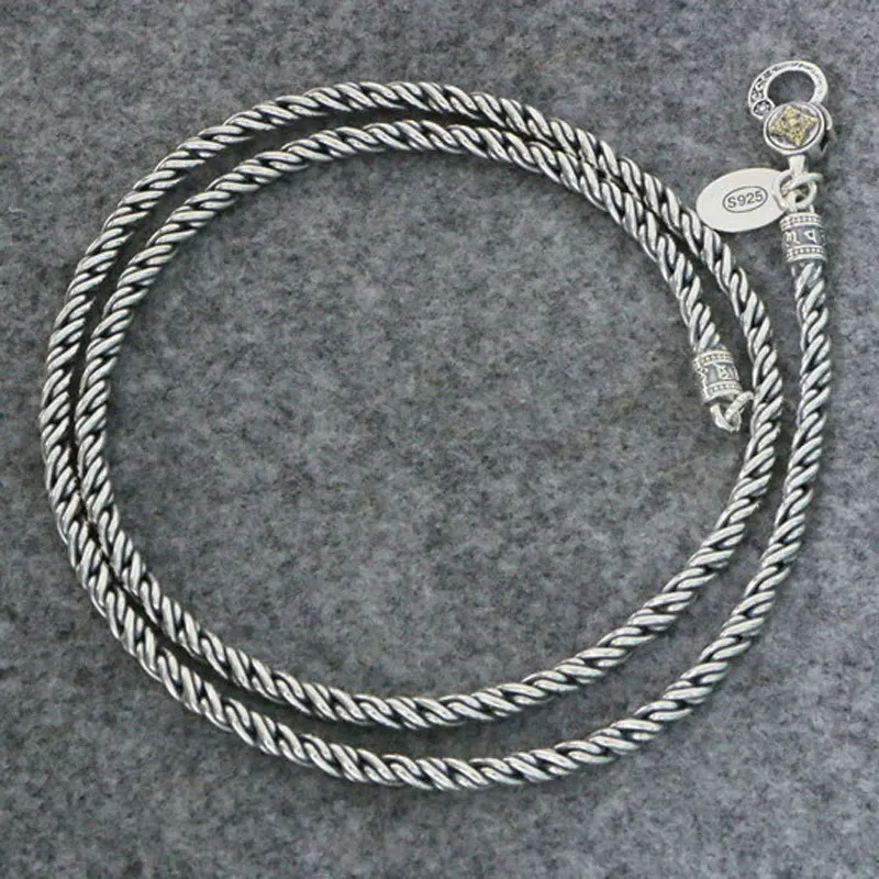 Ethnic Style Personalized Single Chain S925 Sterling Silver Ornament Twisted Hemp Rope Necklace Men's Chain Vintage Thai Silver
Ethnic Style Personalized Single Chain S925 Sterling Silver Ornament Twisted Hemp Rope Necklace Men's Chain Vintage Thai Silver