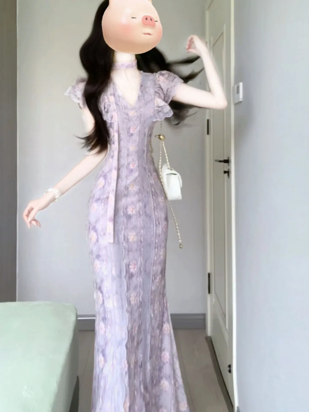 Retro Unique Beautiful V-Neck Slim Fit Fish Tail Long Dress Gentle Style Exquisite Print Dress Summer Cotton Short Sleeve
Retro Unique Beautiful V-Neck Slim Fit Fish Tail Long Dress Gentle Style Exquisite Print Dress Summer Cotton Short Sleeve