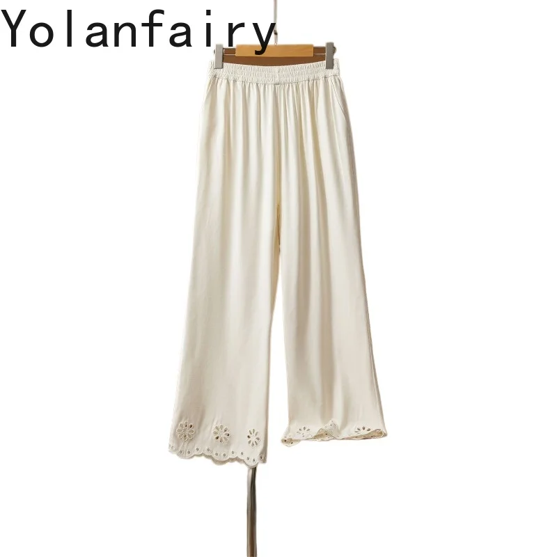 YOLANFAIRY 100% Real Mulberry Silk Pants Woman Summer Casual White Pants Fashion Hollow Out Embroidery Trousers Straight Pants
YOLANFAIRY 100% Real Mulberry Silk Pants Woman Summer Casual White Pants Fashion Hollow Out Embroidery Trousers Straight Pants