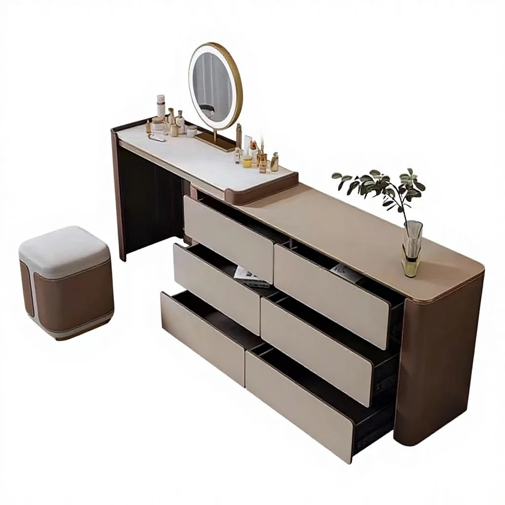 %Large Solid Wood Customizable Eco-Friendly Makeup Vanity Desk Lighted Adjustable Mirror Padded Stool Modern Dressing Table Set
%Large Solid Wood Customizable Eco-Friendly Makeup Vanity Desk Lighted Adjustable Mirror Padded Stool Modern Dressing Table Set