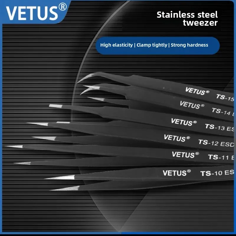 Premium VETUS Acid-proof Tweezers with High Toughness Stainless Steel Tip Clamp Tool for Precision Work TS Series HRC30
Premium VETUS Acid-proof Tweezers with High Toughness Stainless Steel Tip Clamp Tool for Precision Work TS Series HRC30