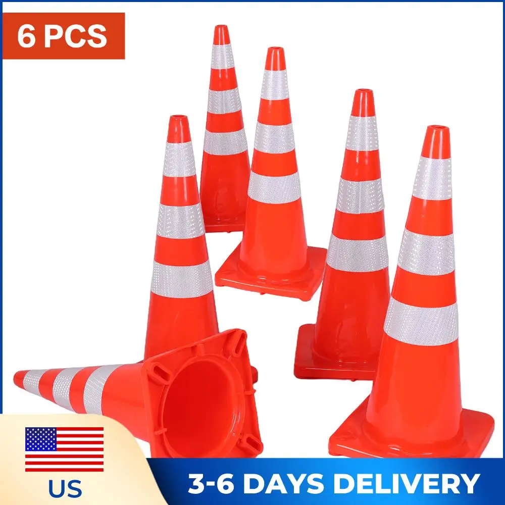 Набор из 6 пластиковых конусов для безопасности диаметром 35 дюймов с отражающими элементами, предупредительные конусы из ПВХ для регулирования дорожного движения, проезжей части и парковок
Набор из 6 пластиковых конусов для безопасности диаметром 35 дюймов с отражающими элементами, предупредительные конусы из ПВХ для регулирования дорожного движения, проезжей части и парковок