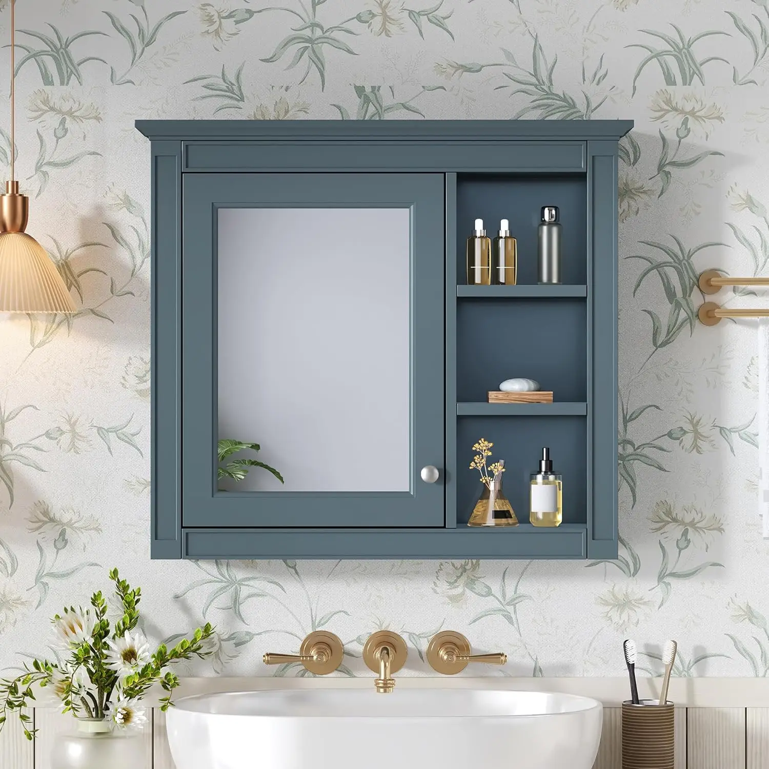 Wall-Mounted Bathroom Cabinet with Mirror 30x28in Adjustable Shelves Over Toilet/Sink Storage, Customized
Wall-Mounted Bathroom Cabinet with Mirror 30x28in Adjustable Shelves Over Toilet/Sink Storage, Customized