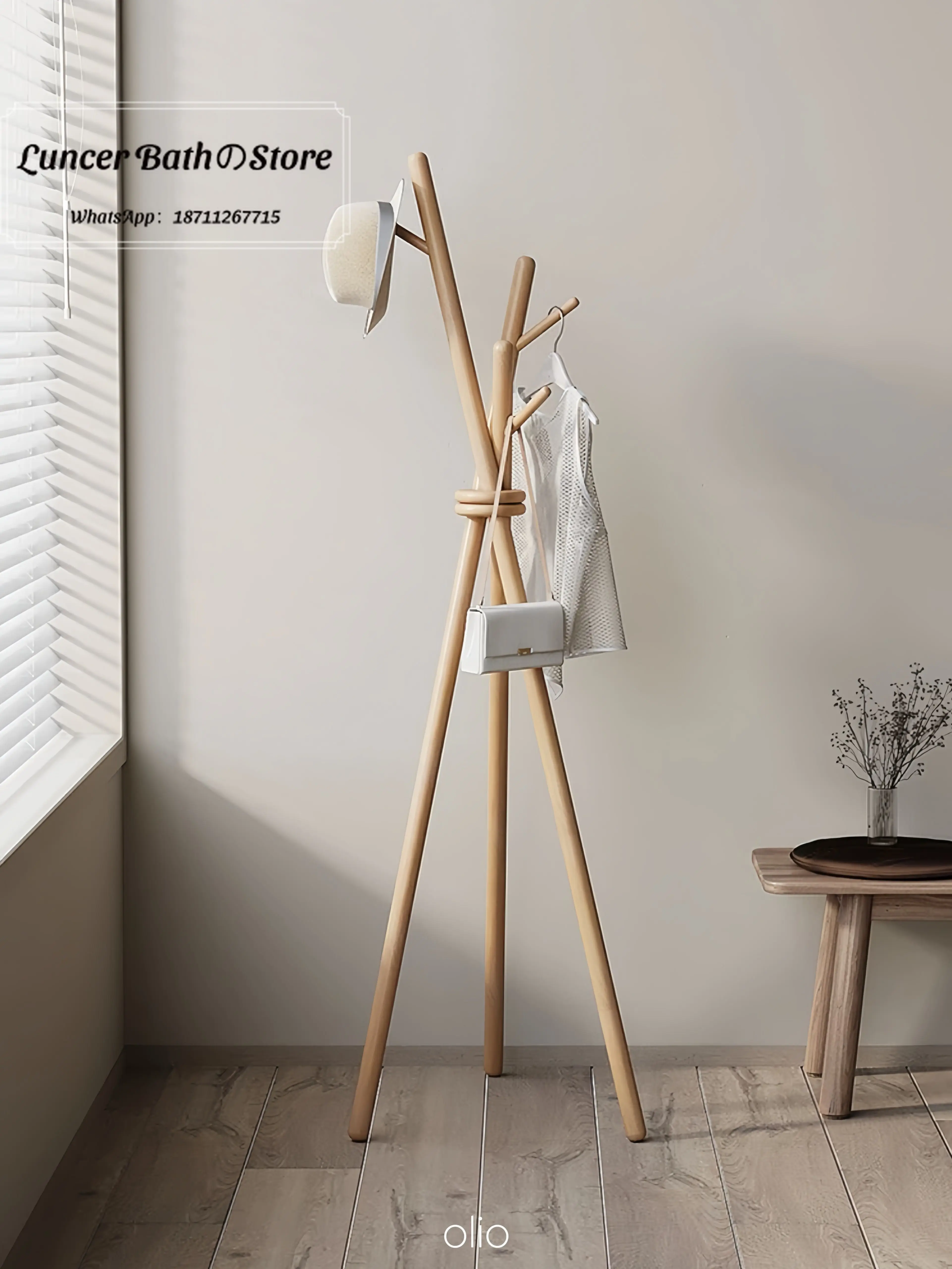 Japanese Solid Wood Floor Coat Rack, Movable Standing Clothes Hanger for Bedroom, Portable Garment Rack with Storage
Japanese Solid Wood Floor Coat Rack, Movable Standing Clothes Hanger for Bedroom, Portable Garment Rack with Storage
