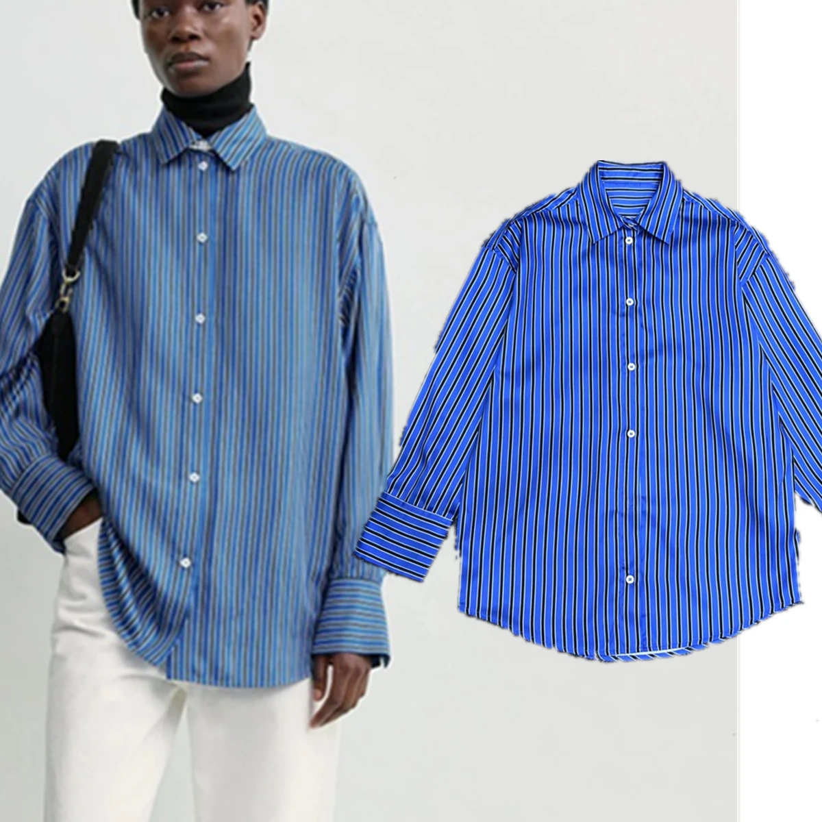 Женская одежда Maxdutti в минималистском стиле, свободная атласная рубашка в полоску для женщин, топ с длинными рукавами и воротником, женские блузки, рубашки
Женская одежда Maxdutti в минималистском стиле, свободная атласная рубашка в полоску для женщин, топ с длинными рукавами и воротником, женские блузки, рубашки