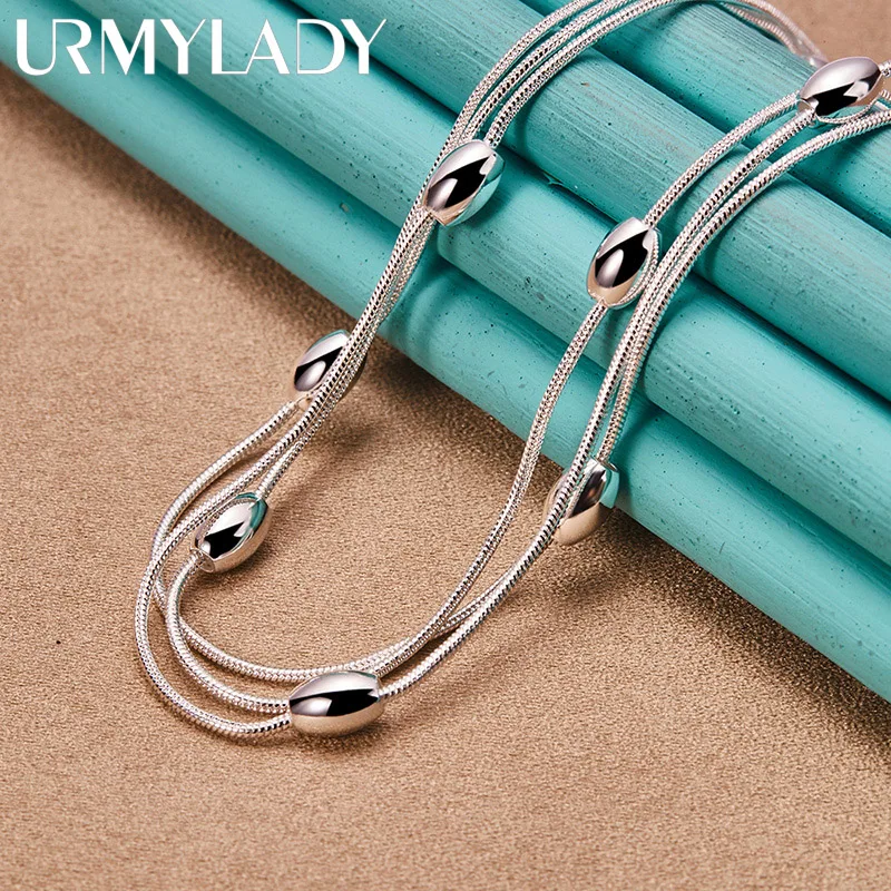 URMYLADY 925 Sterling Silver 18 Inch Triple Snake Chain Beads Charm Necklace For Women Wedding Engagement Party Fashion Jewelry
URMYLADY 925 Sterling Silver 18 Inch Triple Snake Chain Beads Charm Necklace For Women Wedding Engagement Party Fashion Jewelry
