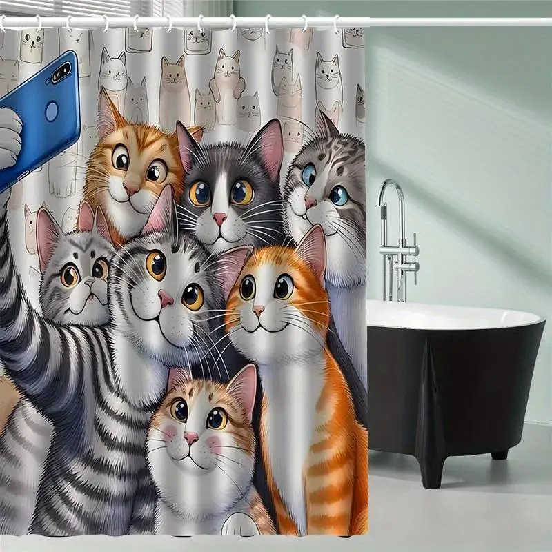 Adorable Cat Shower Curtain Liner Waterproof Cute Cartoon Animal Print Bathroom Shower Curtain Decor for Modern Home Design
Adorable Cat Shower Curtain Liner Waterproof Cute Cartoon Animal Print Bathroom Shower Curtain Decor for Modern Home Design