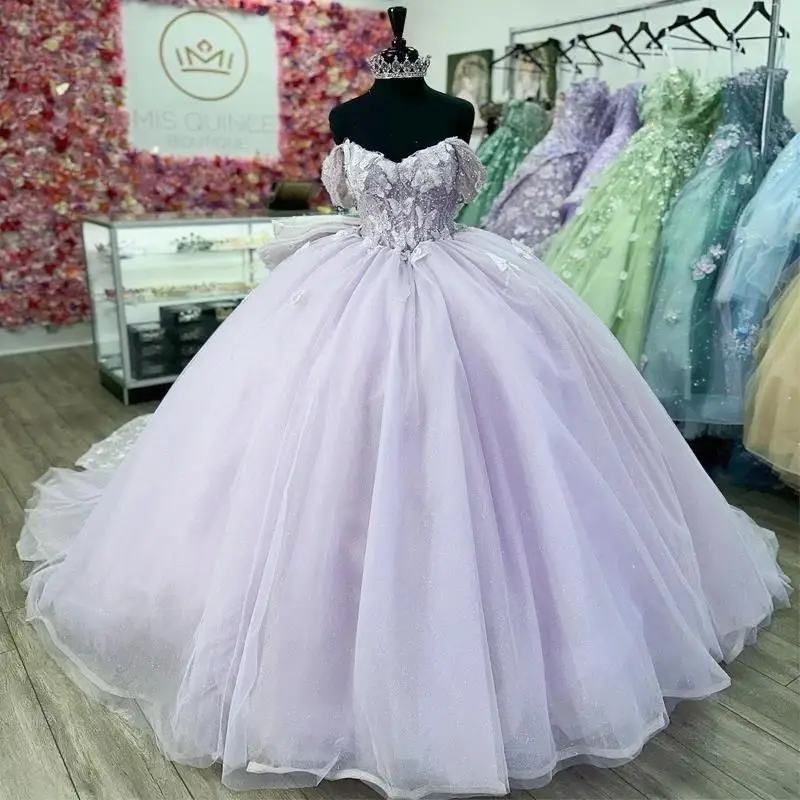 Glittering Lavender Quinceanera Dresses Off the Shoulder Butterfly Beads Lace Vestidos De 15 Anos Birthday Party Prom Dress
Glittering Lavender Quinceanera Dresses Off the Shoulder Butterfly Beads Lace Vestidos De 15 Anos Birthday Party Prom Dress
