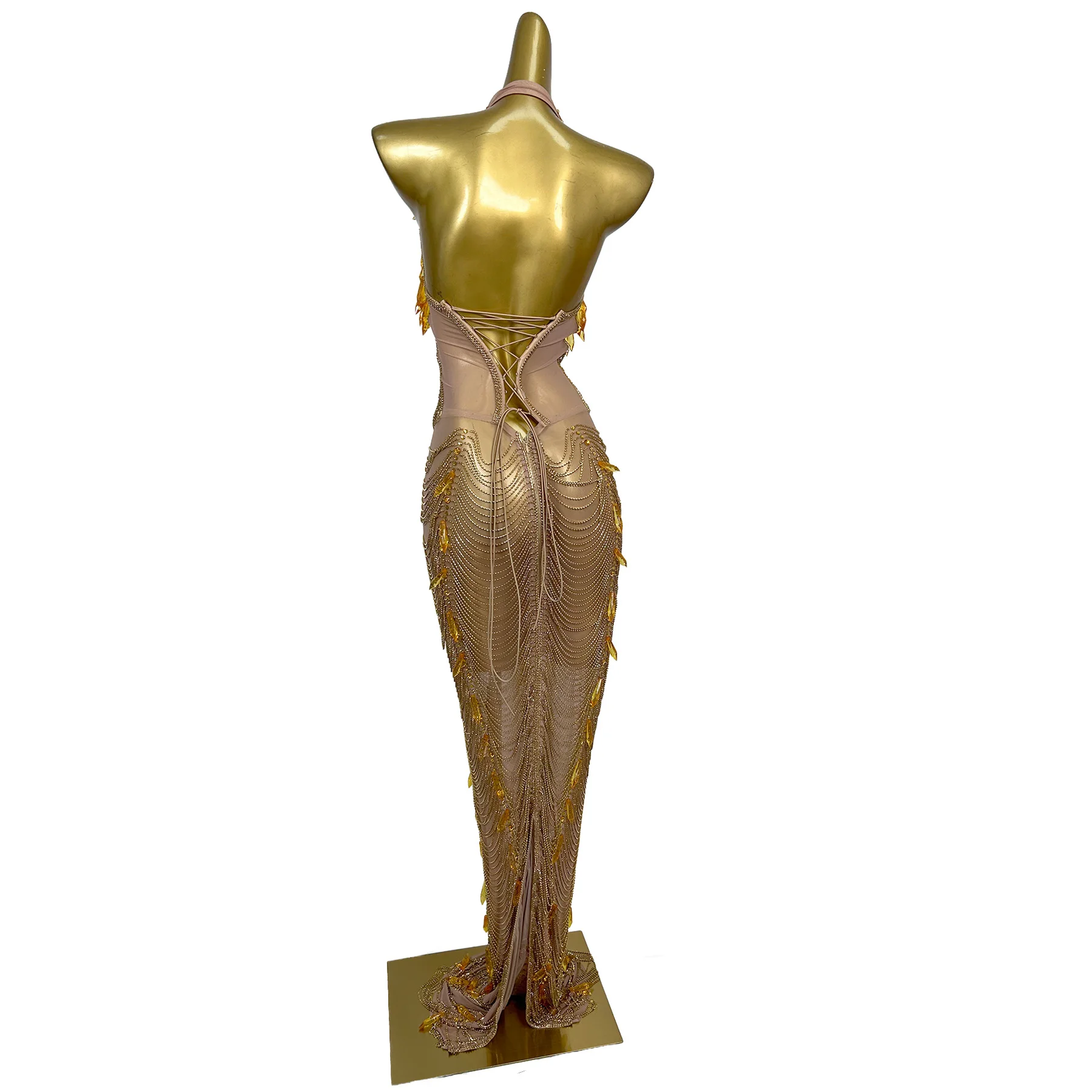 Gold Backless Diamond Tassel Evening Banquet Long Dress Women Ball Gown Formal Birthday Prom Bodycon Dress Plus Size Club Wear
Gold Backless Diamond Tassel Evening Banquet Long Dress Women Ball Gown Formal Birthday Prom Bodycon Dress Plus Size Club Wear