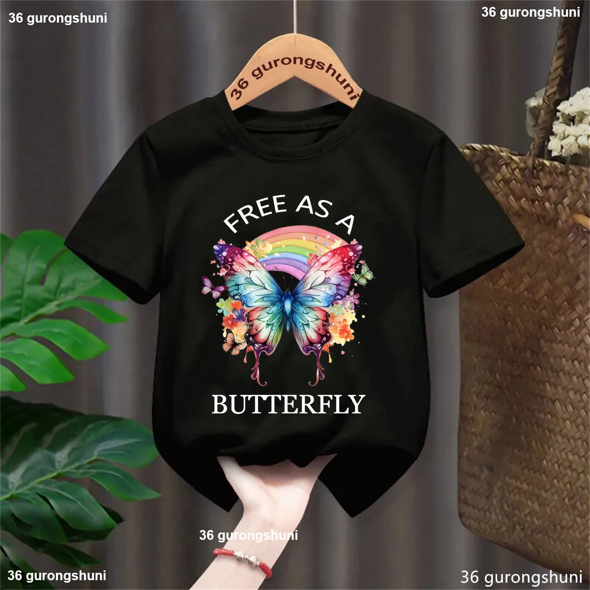 Rainbow Butterfly Free As A Butterfly Graphic Printed Tshirt Girls Kawaii Kids Clothes Summer Fashion Tops Tee Shirt
Rainbow Butterfly Free As A Butterfly Graphic Printed Tshirt Girls Kawaii Kids Clothes Summer Fashion Tops Tee Shirt