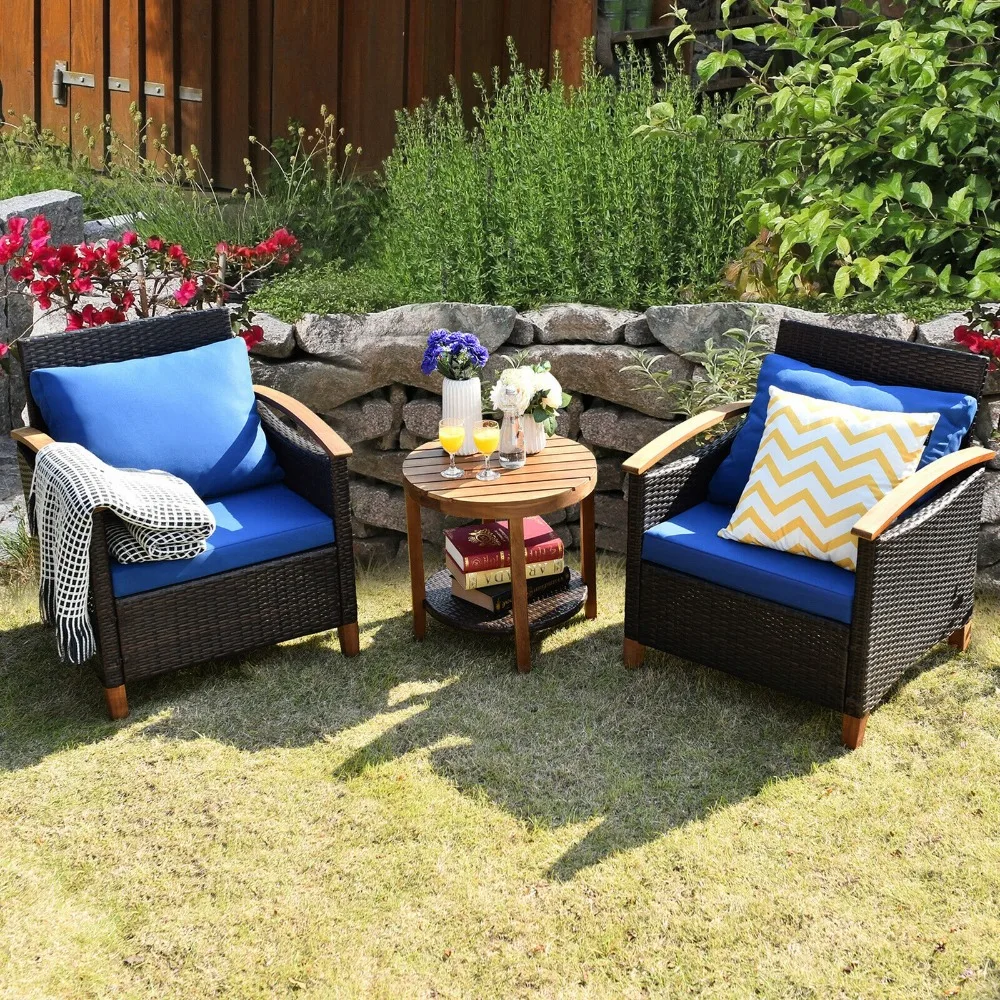 3PCS Patio Wicker Rattan Conversation Set Outdoor Furniture Set w/ Cushion
3PCS Patio Wicker Rattan Conversation Set Outdoor Furniture Set w/ Cushion