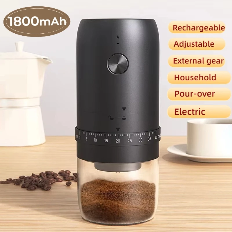 Электрическая кофемолка 1800 мАч, внешняя кофемолка с жерновами, шлифовальная машина для зерен, регулируемая перезаряжаемая кофеварка, новинка
Электрическая кофемолка 1800 мАч, внешняя кофемолка с жерновами, шлифовальная машина для зерен, регулируемая перезаряжаемая кофеварка, новинка