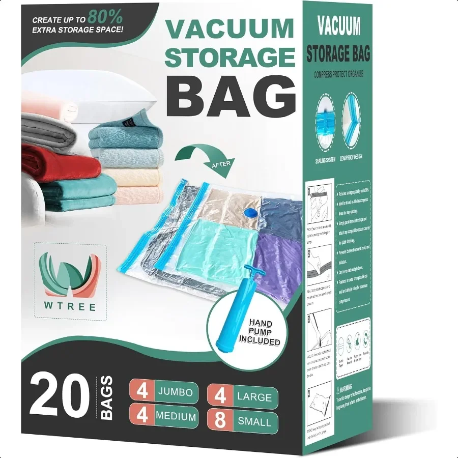20 Pack Vacuum Storage Bags Space Saver Bags Vacuum Sealed Bags for Comforters Blankets Clothes Storage Hand Pump Included 4 Ju
20 Pack Vacuum Storage Bags Space Saver Bags Vacuum Sealed Bags for Comforters Blankets Clothes Storage Hand Pump Included 4 Ju