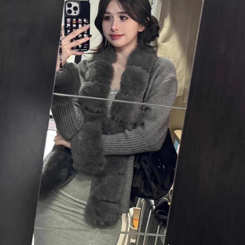 Fashion Faux Fur Coat Fur Jacket Artificial Cardigan Detachable Collar Knitwear Fur Patchwork Knit Sweater Autumn Cardigan Woman
Fashion Faux Fur Coat Fur Jacket Artificial Cardigan Detachable Collar Knitwear Fur Patchwork Knit Sweater Autumn Cardigan Woman