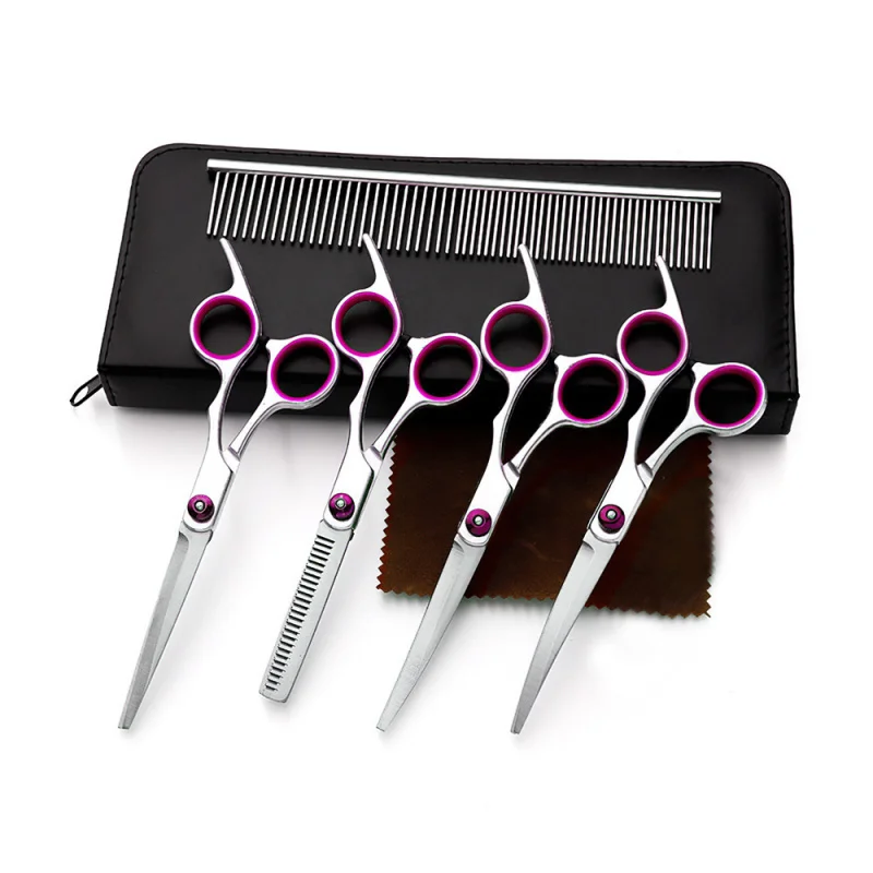 7-Piece Professional Pet Grooming Kit - 6 Inch Stainless Steel Straight/Curved/Thinning Scissors & Comb for Small Dogs
7-Piece Professional Pet Grooming Kit - 6 Inch Stainless Steel Straight/Curved/Thinning Scissors & Comb for Small Dogs