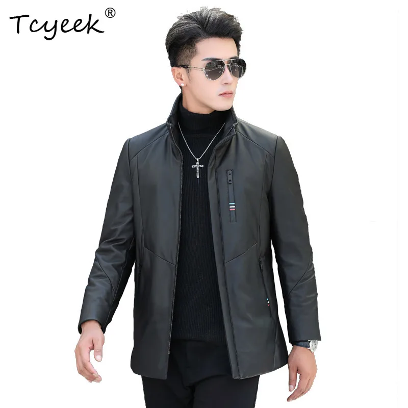 Tcyeek Sheepskin Autumn Winter High End Down Inner Liner Stand Collar Black Medium Length Men's Genuine Leather Jacket 가죽자켓
Tcyeek Sheepskin Autumn Winter High End Down Inner Liner Stand Collar Black Medium Length Men's Genuine Leather Jacket 가죽자켓