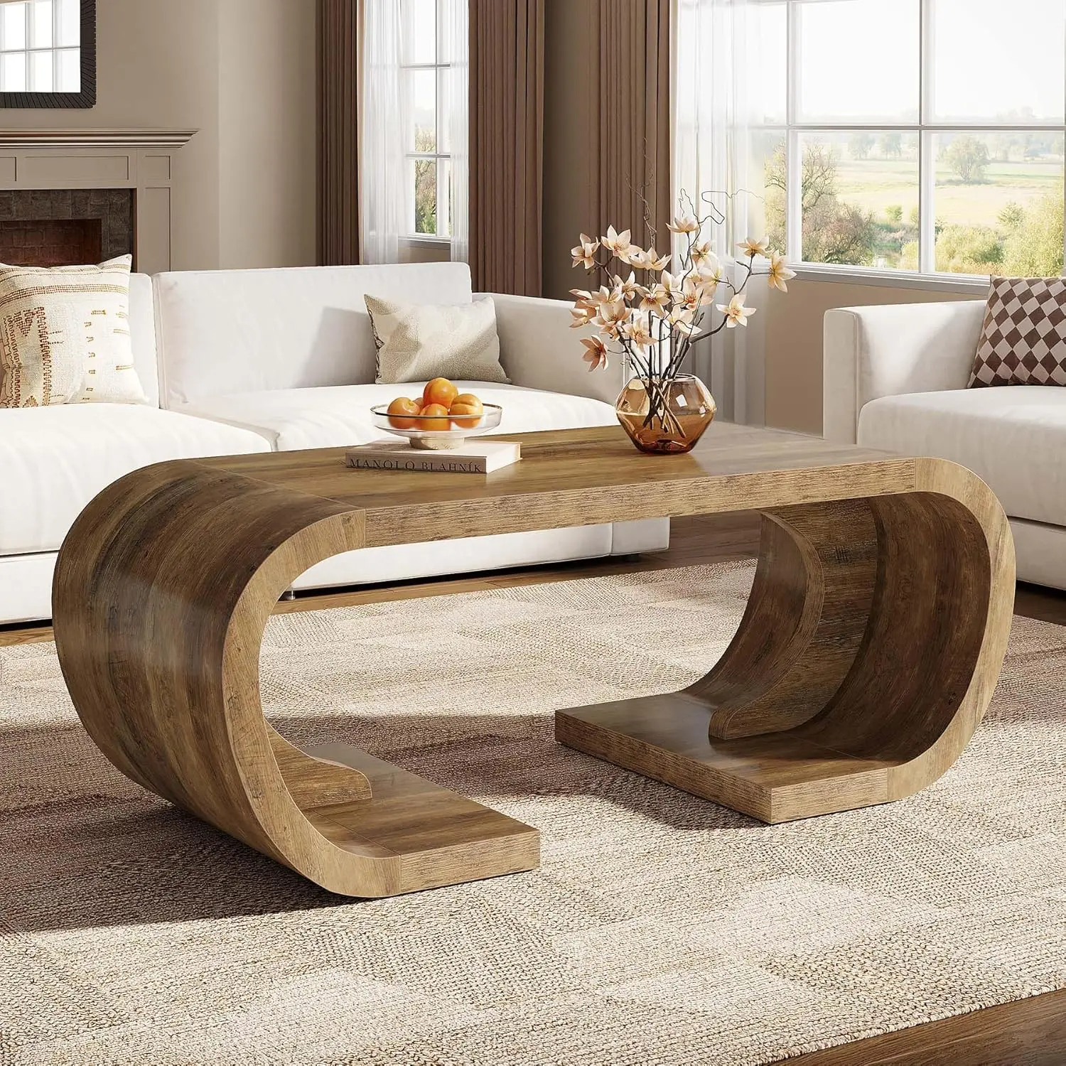 Farmhouse Coffee Table 47in C-Shaped Curved Base Living Room Office Rustic Brown, Customized
Farmhouse Coffee Table 47in C-Shaped Curved Base Living Room Office Rustic Brown, Customized