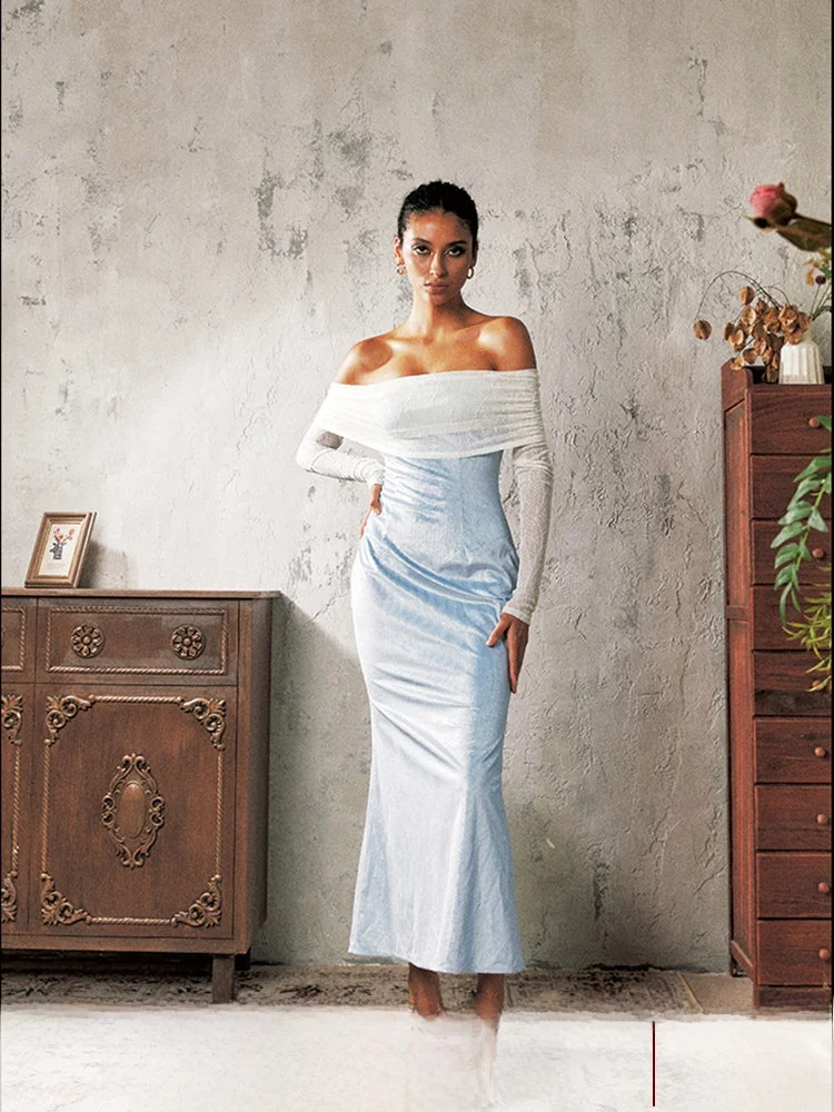 Blue Satin Lace Crop Top Dr Slimming Long Gown Anti Being General Ele Sle One oulder H-Line Bodycon Dr for Women
Blue Satin Lace Crop Top Dr Slimming Long Gown Anti Being General Ele Sle One oulder H-Line Bodycon Dr for Women