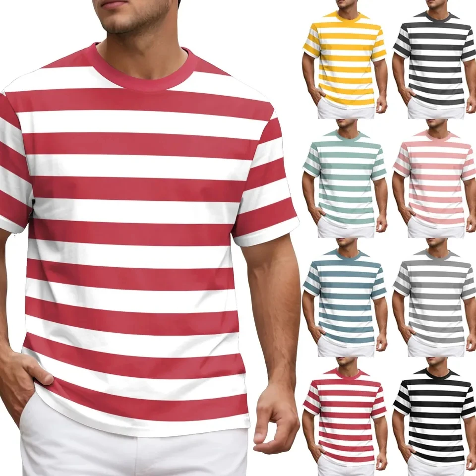 Contrast Color Striped T-Shirt Men's Clothing Fashion Colorful Stripes Top Summer Short Sleeve T Shirts Streetwear Harajuku Tees
Contrast Color Striped T-Shirt Men's Clothing Fashion Colorful Stripes Top Summer Short Sleeve T Shirts Streetwear Harajuku Tees