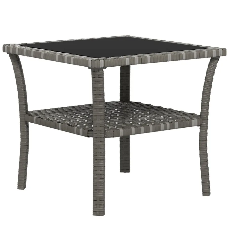Rattan Side Table Outdoor End Table with Storage Shelf Aluminum Frame Square Coffee Table with Tempered Glass Top Mixed Gray
Rattan Side Table Outdoor End Table with Storage Shelf Aluminum Frame Square Coffee Table with Tempered Glass Top Mixed Gray