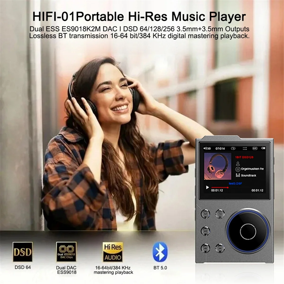 HiFi MP3-плеер без потерь со встроенной картой 16 ГБ (серый) — высококачественный музыкальный плеер стильного серого цвета — Y18A
HiFi MP3-плеер без потерь со встроенной картой 16 ГБ (серый) — высококачественный музыкальный плеер стильного серого цвета — Y18A