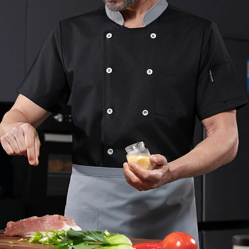 Stylish Buttons Chef Jacket Men Professional Cooking Uniform Short Sleeve Chef Coat for Restaurants
Stylish Buttons Chef Jacket Men Professional Cooking Uniform Short Sleeve Chef Coat for Restaurants
