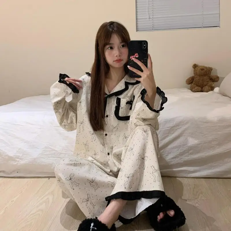 Новые пижамные комплекты для девочек, тонкая одежда принцессы с принтом для отдыха, длинные брюки с длинными рукавами, четыре сезона с кружевной одеждой для сна, тонкая новинка 
Новые пижамные комплекты для девочек, тонкая одежда принцессы с принтом для отдыха, длинные брюки с длинными рукавами, четыре сезона с кружевной одеждой для сна, тонкая новинка