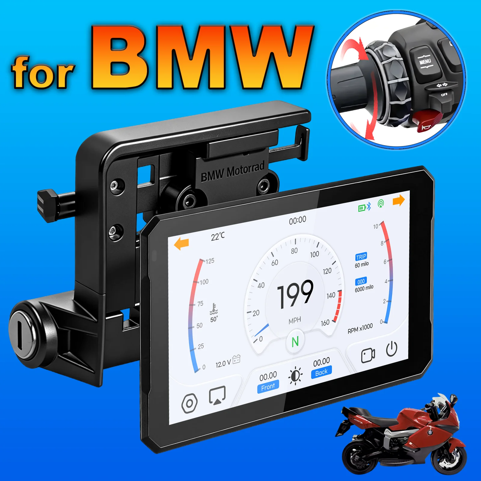 Android Auto for BMW Motorcycle Carplay M1000 XR R1200GS R1250GS S1000XR S1000RR R1300GS Wireless Navigation 7 Inch
