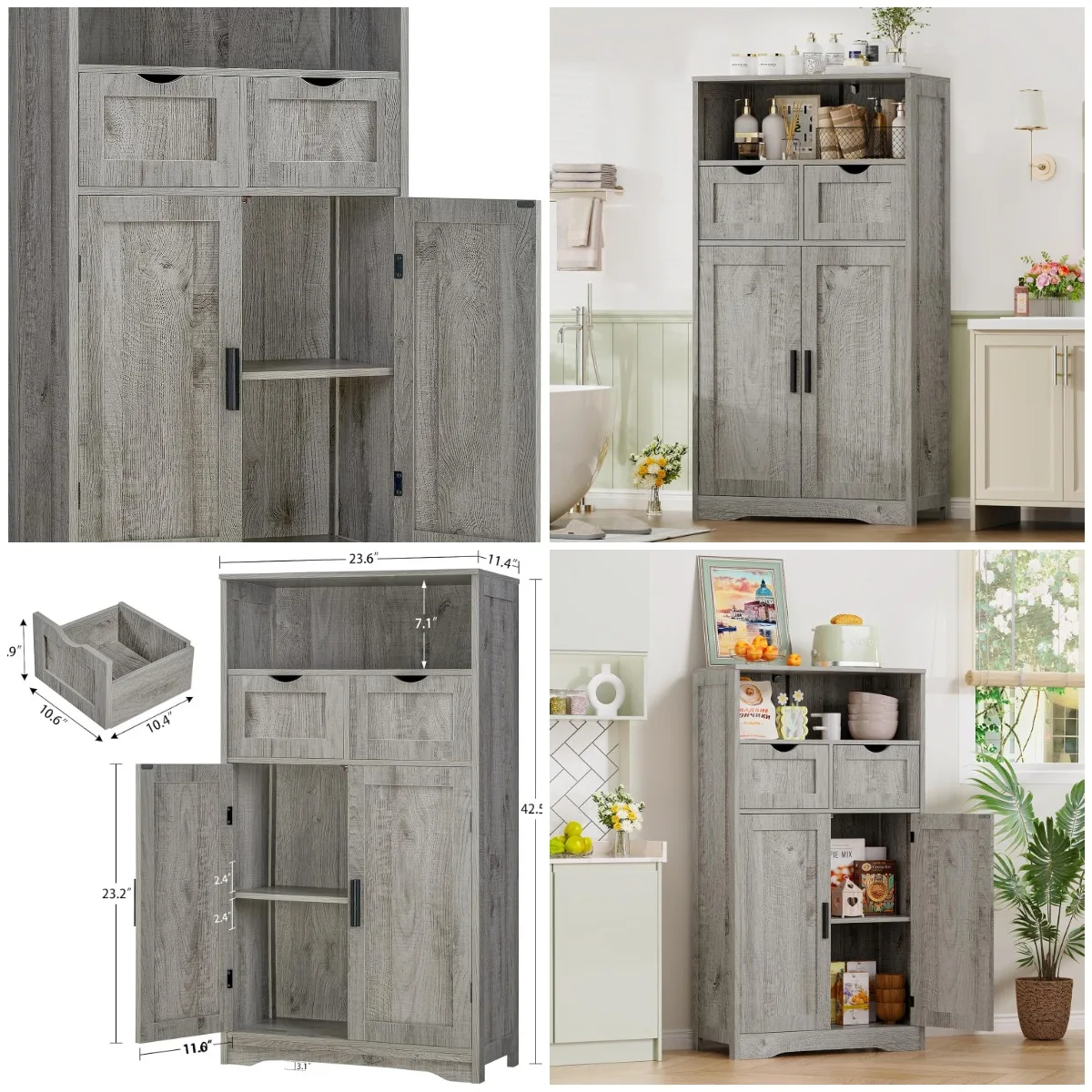 Grey Storage Cabinet with 2 Drawers & 2 Adjustable Shelves for Kitchen, Living Room, Entryway, Home Office
Grey Storage Cabinet with 2 Drawers & 2 Adjustable Shelves for Kitchen, Living Room, Entryway, Home Office