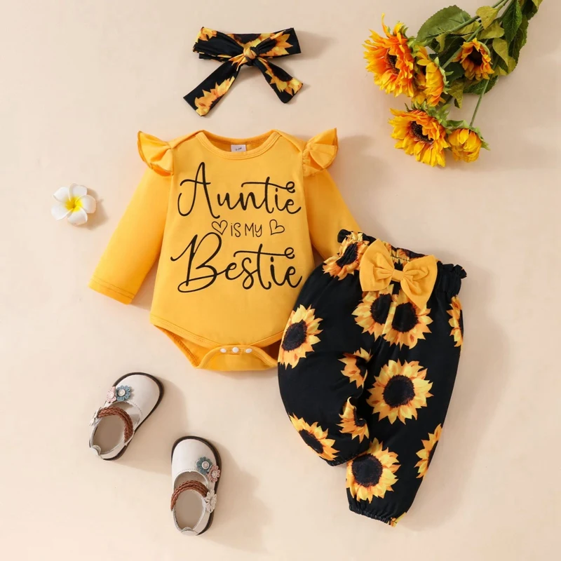 3PCS Fall Spring Baby Girls Clothes Casual Letter Printed Long Sleeves + Floral Printed Trousers + Hair Band Set Outfits
3PCS Fall Spring Baby Girls Clothes Casual Letter Printed Long Sleeves + Floral Printed Trousers + Hair Band Set Outfits
