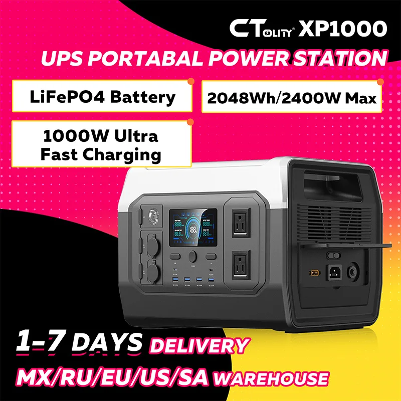 CTOLITY XP1000 1024WH Solar Generator 1600W 110V/1800W 220V Camping Portable Power Station Outdoor Lifepo4 Batteries Emergency
CTOLITY XP1000 1024WH Solar Generator 1600W 110V/1800W 220V Camping Portable Power Station Outdoor Lifepo4 Batteries Emergency