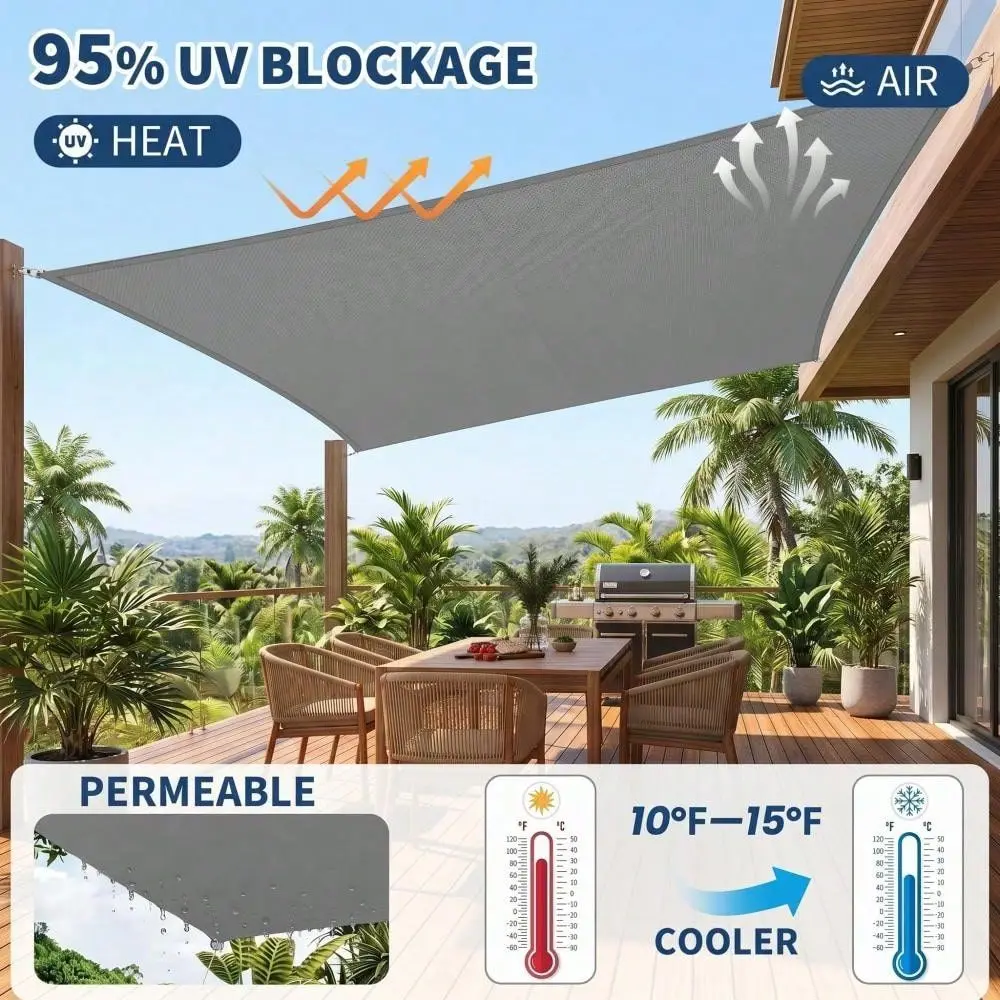 Triangle Sun Shade Sail, UV Block Breathable Shade Cloth Canopy For Patio, Garden, Deck, Backyard Outdoor Sunshade
Triangle Sun Shade Sail, UV Block Breathable Shade Cloth Canopy For Patio, Garden, Deck, Backyard Outdoor Sunshade