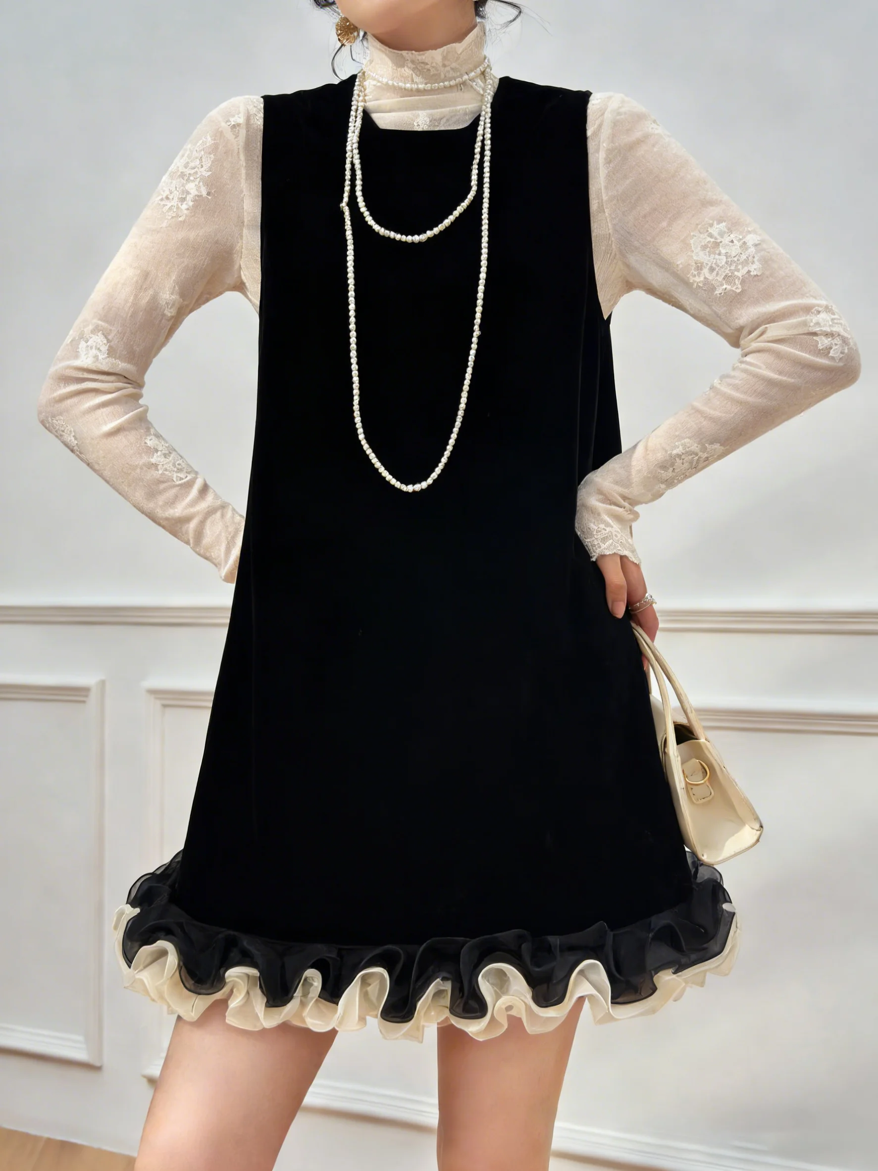 Ele Bla Velvet Trim Jumpsuit Vest Dr Women's High Waist A-Line Skirt French Sle Knitted Summer Casual Loose Fit
Ele Bla Velvet Trim Jumpsuit Vest Dr Women's High Waist A-Line Skirt French Sle Knitted Summer Casual Loose Fit