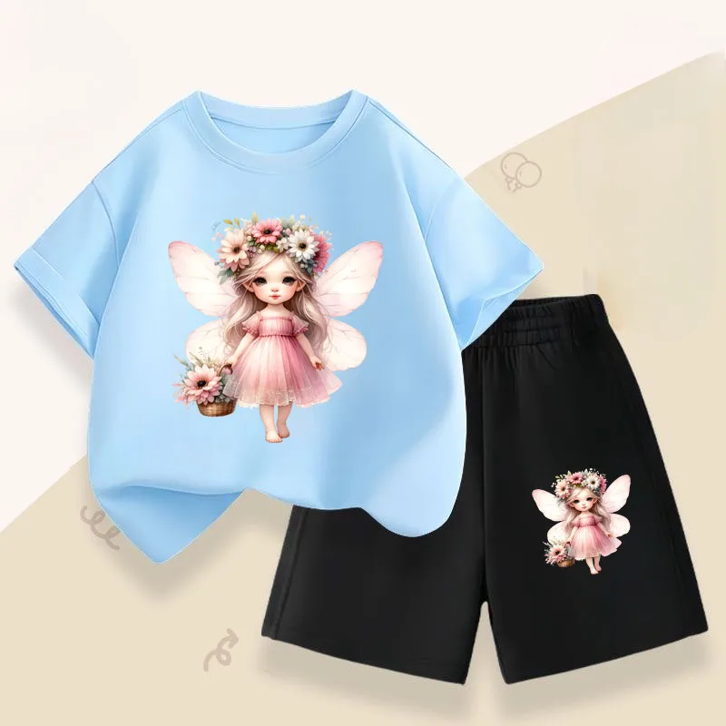 Cute Angel Printed Summer New Style Girl Short Sleeved Top Shorts 2pcs Set Kids Casual Outfits Children Breathable Beach Clothes
Cute Angel Printed Summer New Style Girl Short Sleeved Top Shorts 2pcs Set Kids Casual Outfits Children Breathable Beach Clothes