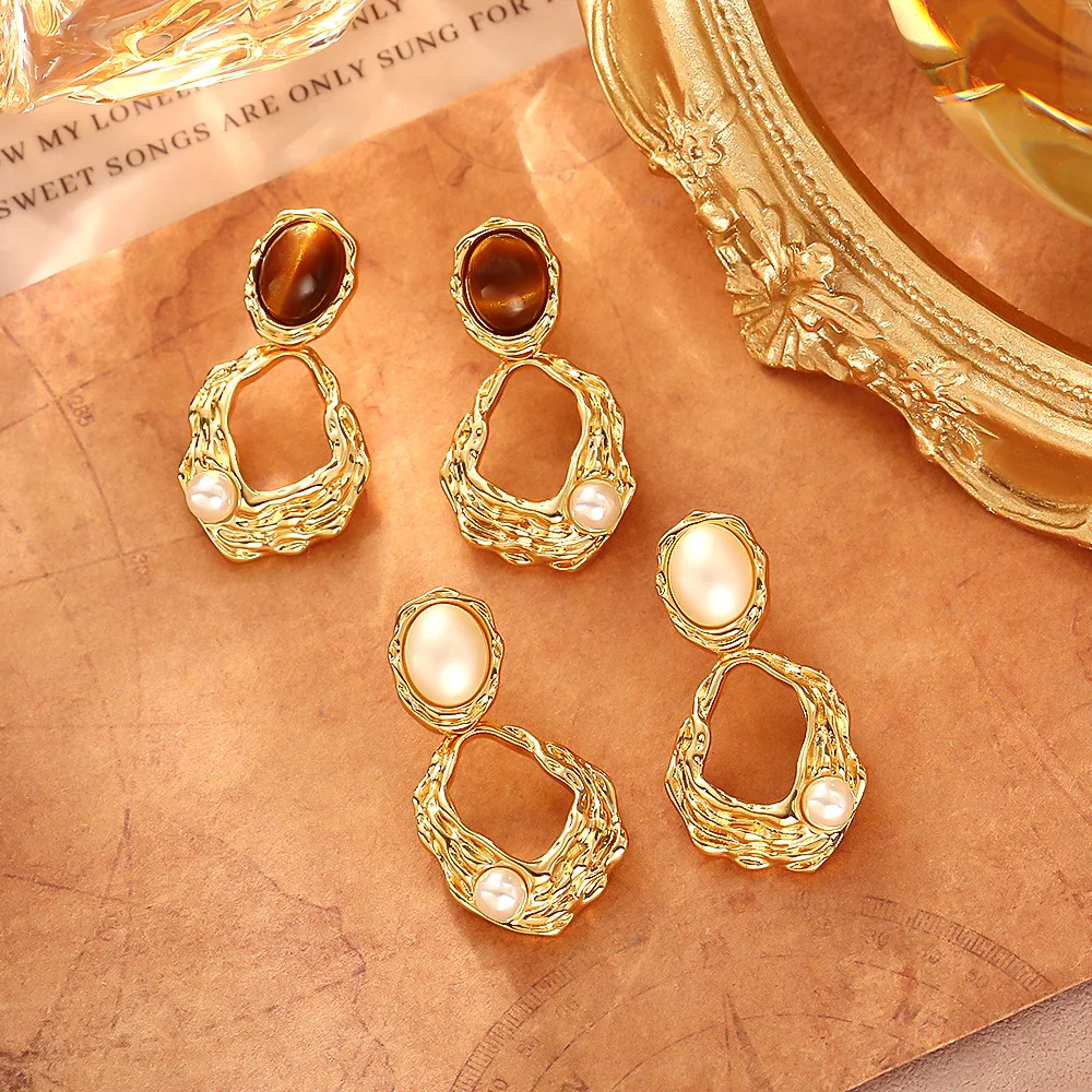 Maillard Tiger Eye Pearl Earrings Retro Geometric Niche Light Luxury Irregular Metal Earrings Exquisite Fashion Earrings
Maillard Tiger Eye Pearl Earrings Retro Geometric Niche Light Luxury Irregular Metal Earrings Exquisite Fashion Earrings