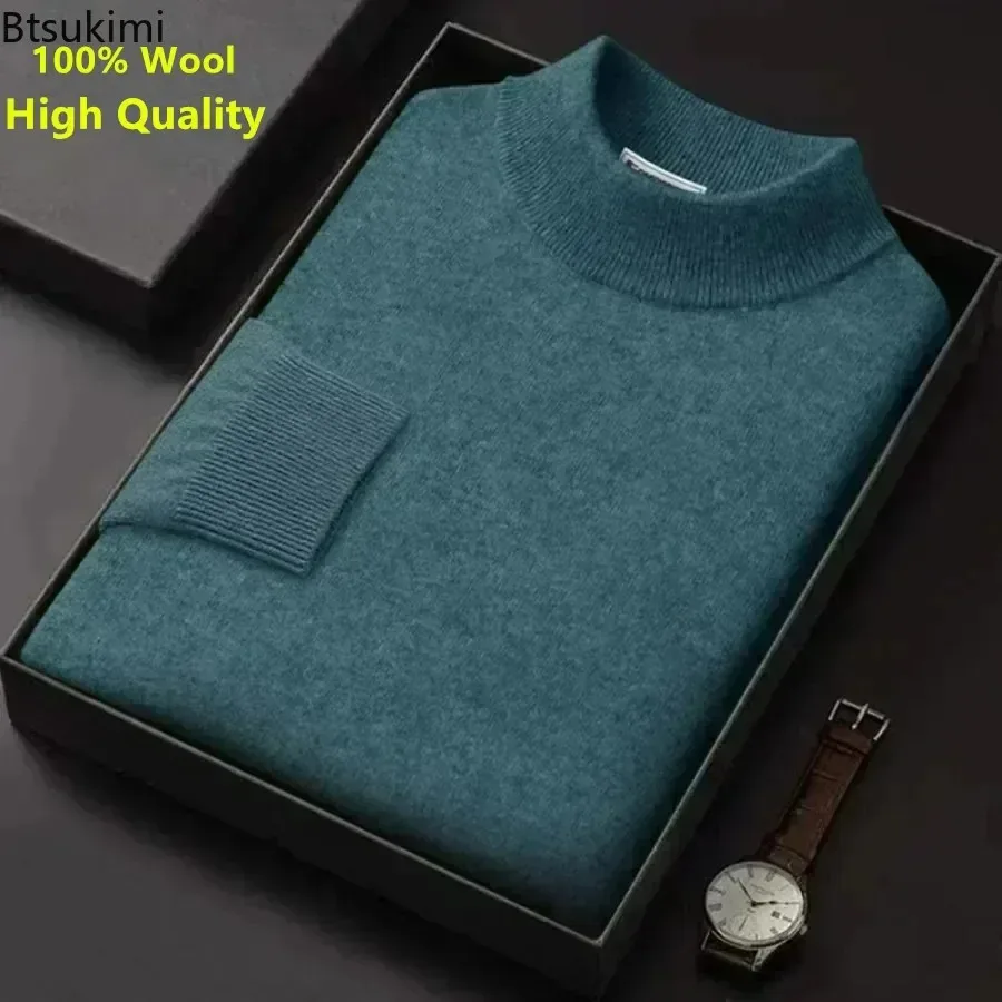 Men's Winter Knit Warm Sweater Pullover Trendy Mock Collar 100% Pure Woolen Sweater Male Casual Business Cashmere Sweater Tops
Men's Winter Knit Warm Sweater Pullover Trendy Mock Collar 100% Pure Woolen Sweater Male Casual Business Cashmere Sweater Tops