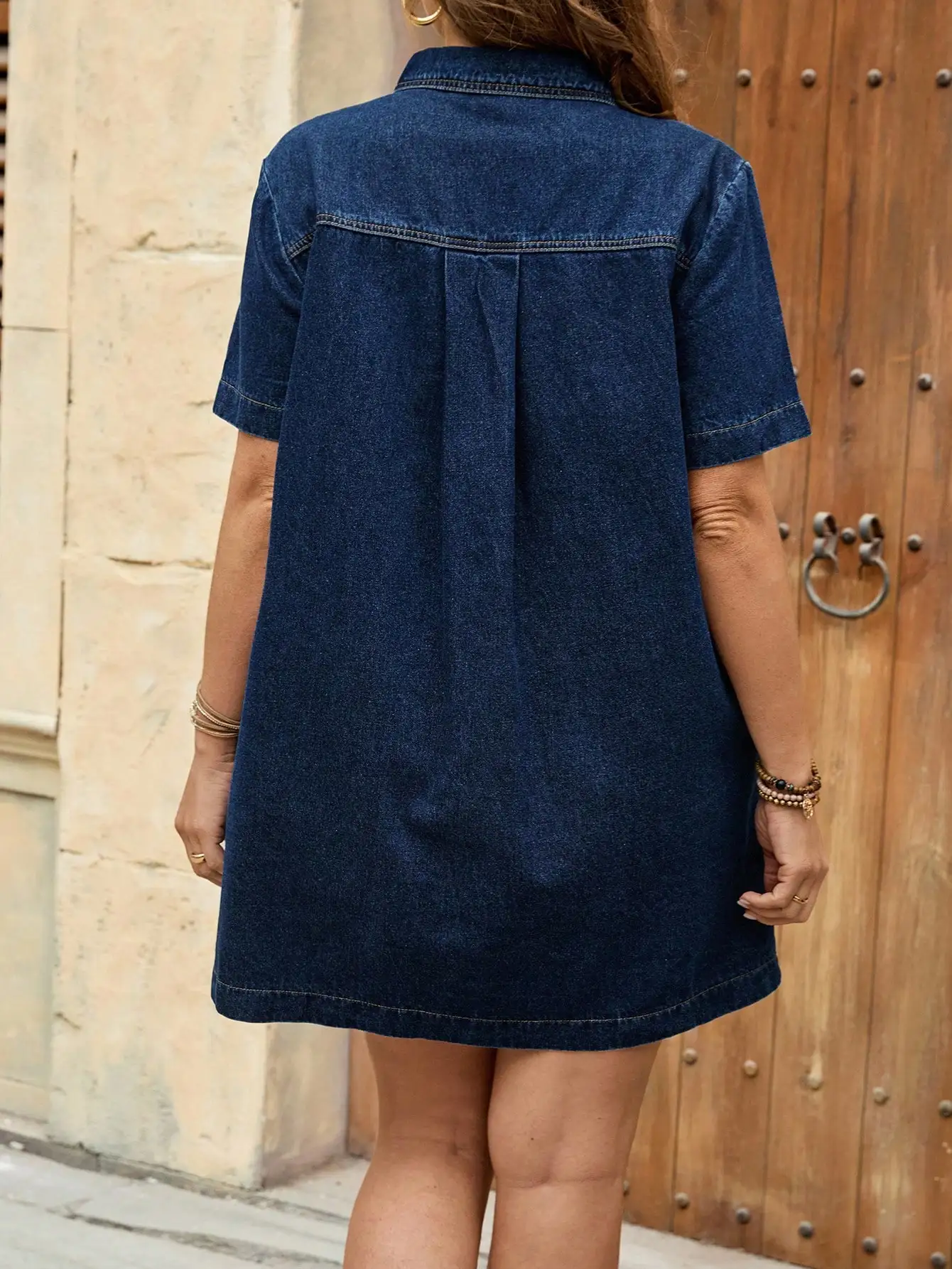 Denim Blue Half Zip Up Collar Loose Dress For Women Summer Casual
Denim Blue Half Zip Up Collar Loose Dress For Women Summer Casual